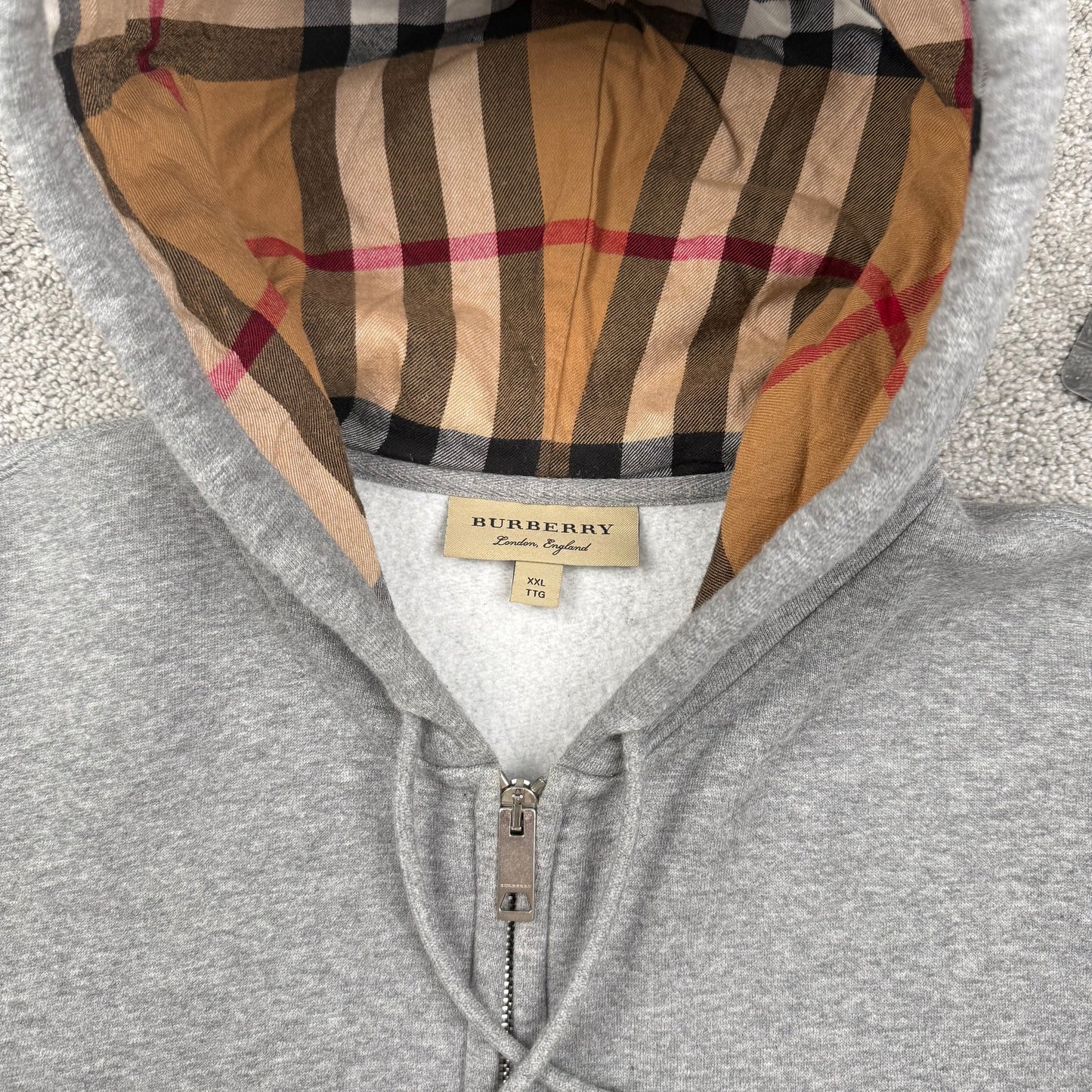 Burberry Check Hood Zip-Up Hoodie