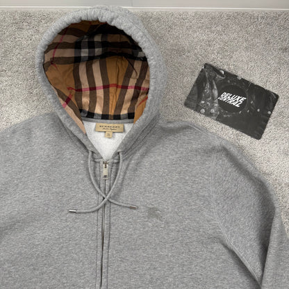 Burberry Check Hood Zip-Up Hoodie