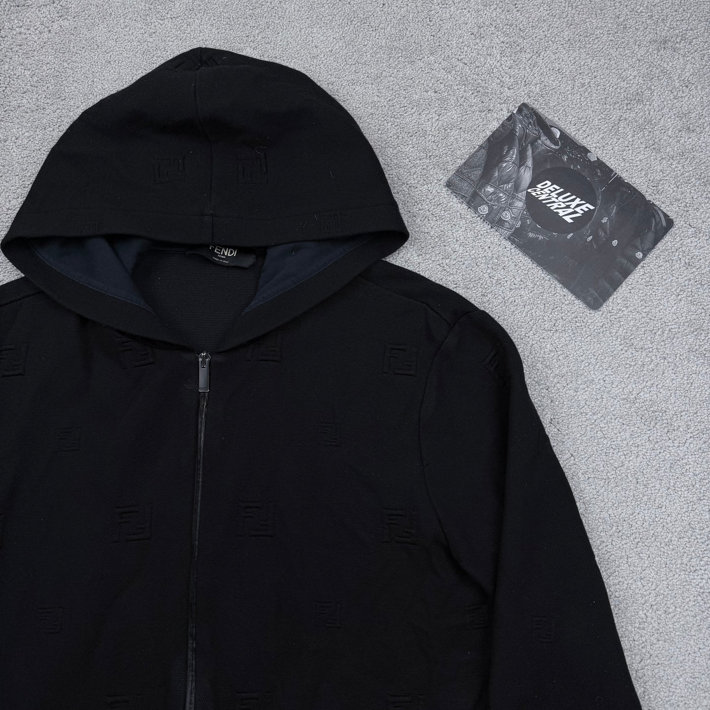 Fendi FF Monogram Logo Zip-Up Hoodie