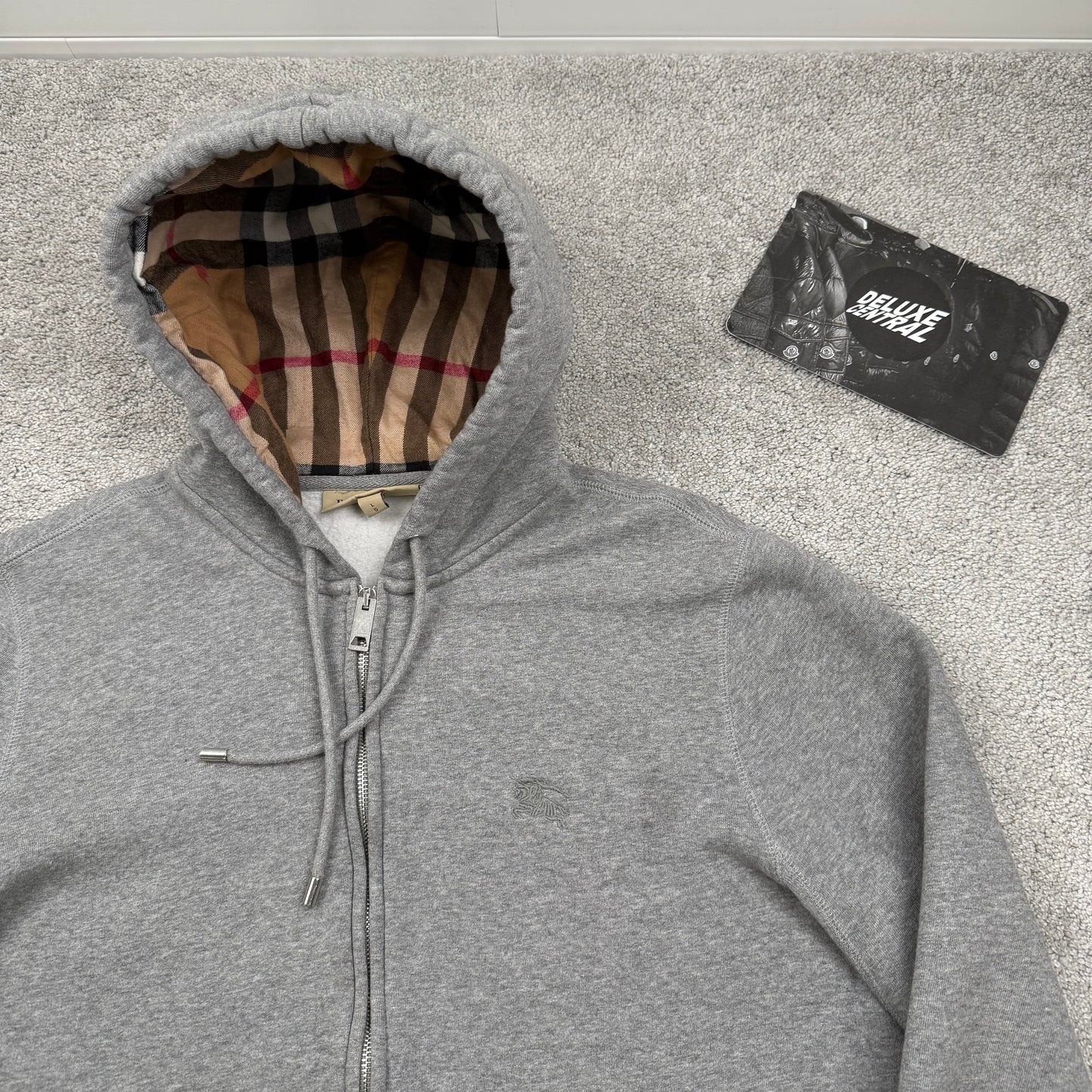 Burberry Check Hood Zip-Up Hoodie