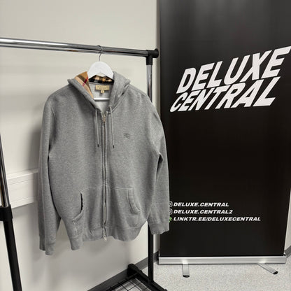 Burberry Check Hood Zip-Up Hoodie