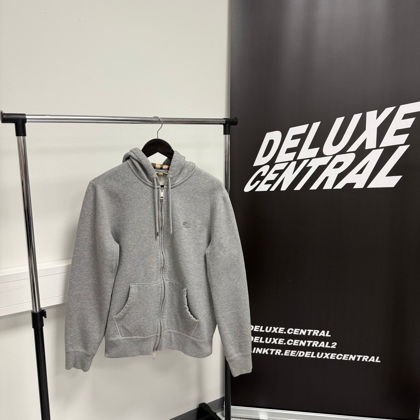 Burberry Check Hood Zip-Up Hoodie