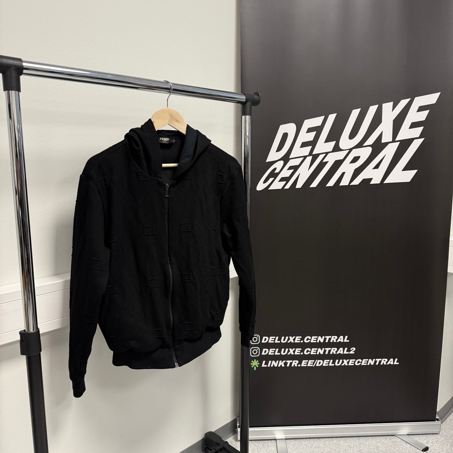 Fendi FF Monogram Logo Zip-Up Hoodie